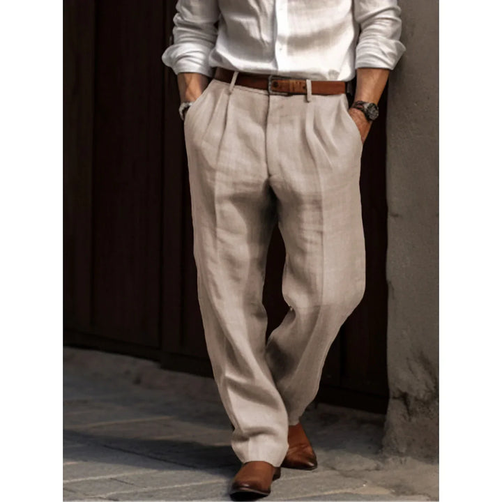 Dionizy | Męskie Spodnie Lniane - Oddychająca Elegancki Casual