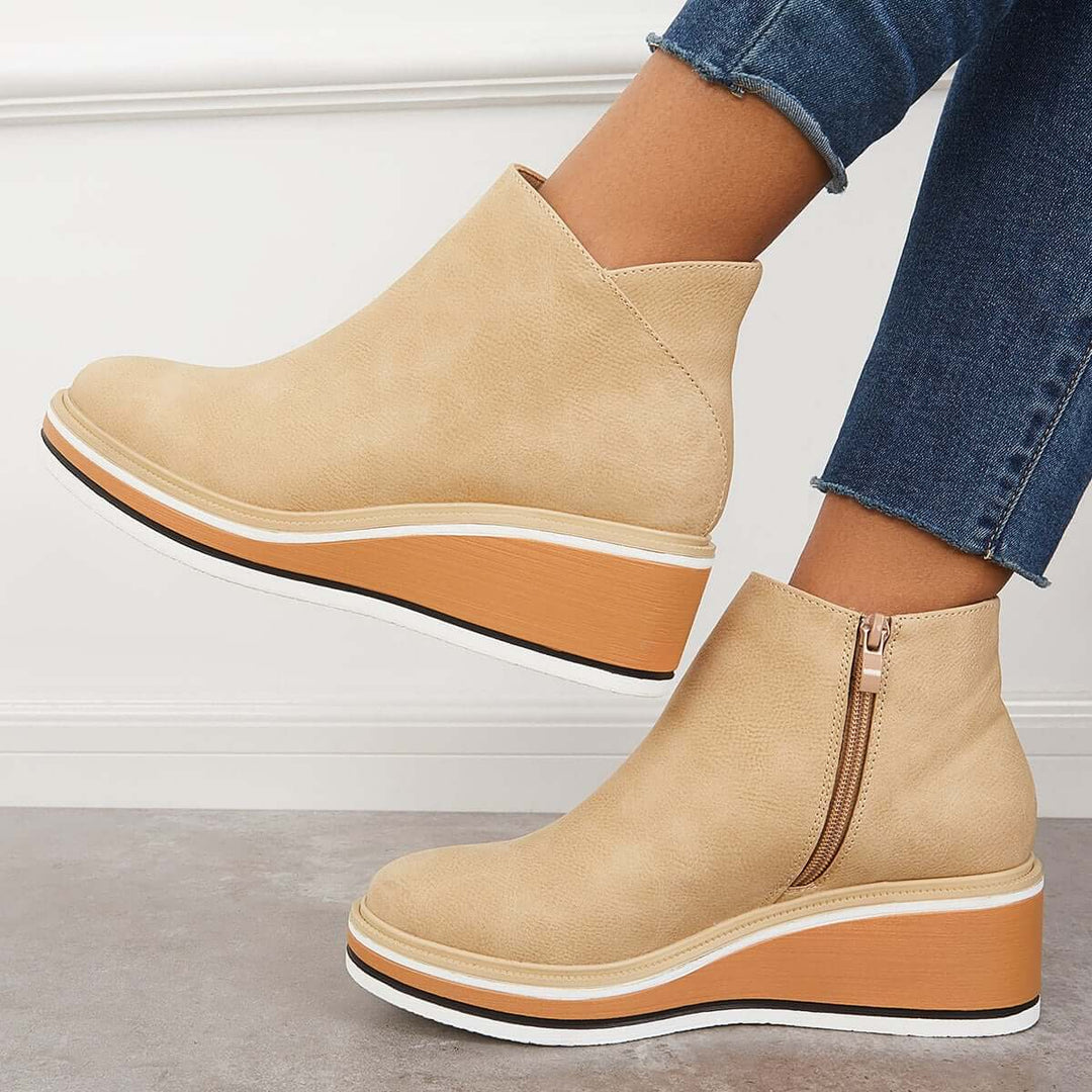 Trendy Damskie Botki z Zippem i Platformą - Alessia