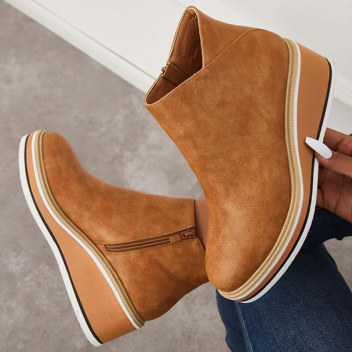 Trendy Damskie Botki z Zippem i Platformą - Alessia