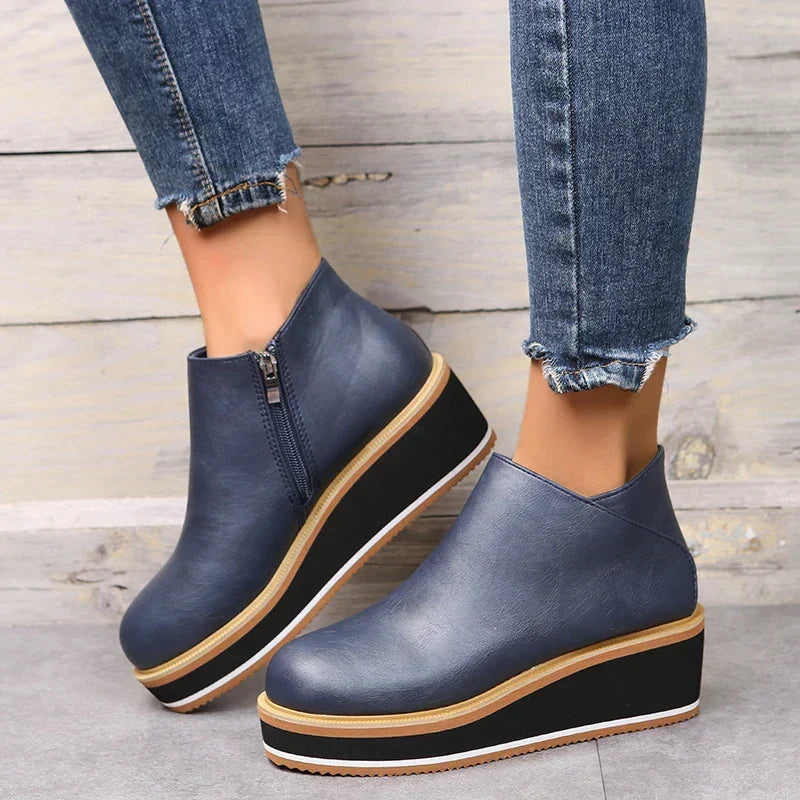 Trendy Damskie Botki z Zippem i Platformą - Alessia