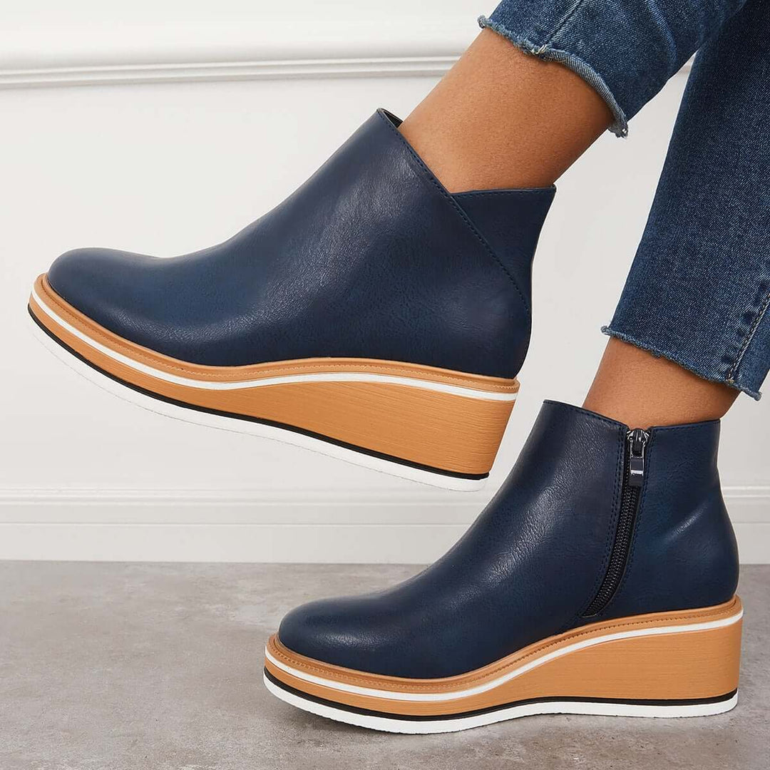 Trendy Damskie Botki z Zippem i Platformą - Alessia