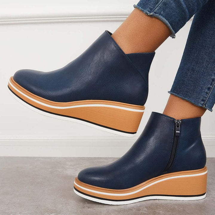 Trendy Damskie Botki z Zippem i Platformą - Alessia