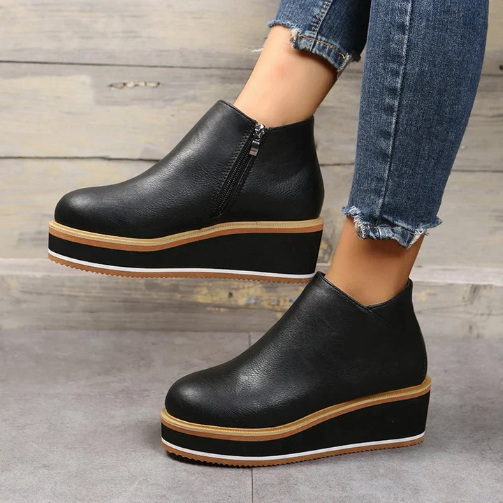 Trendy Damskie Botki z Zippem i Platformą - Alessia