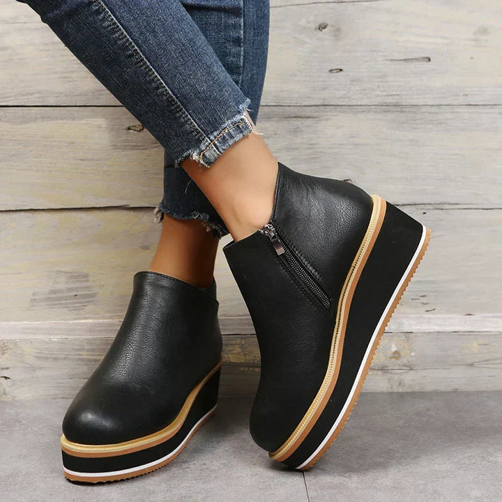 Trendy Damskie Botki z Zippem i Platformą - Alessia