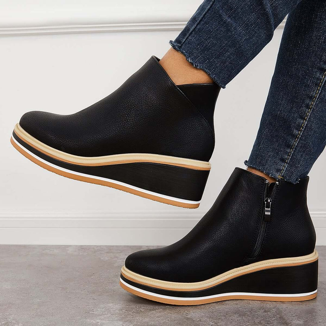 Trendy Damskie Botki z Zippem i Platformą - Alessia
