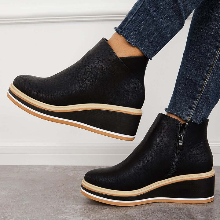 Trendy Damskie Botki z Zippem i Platformą - Alessia