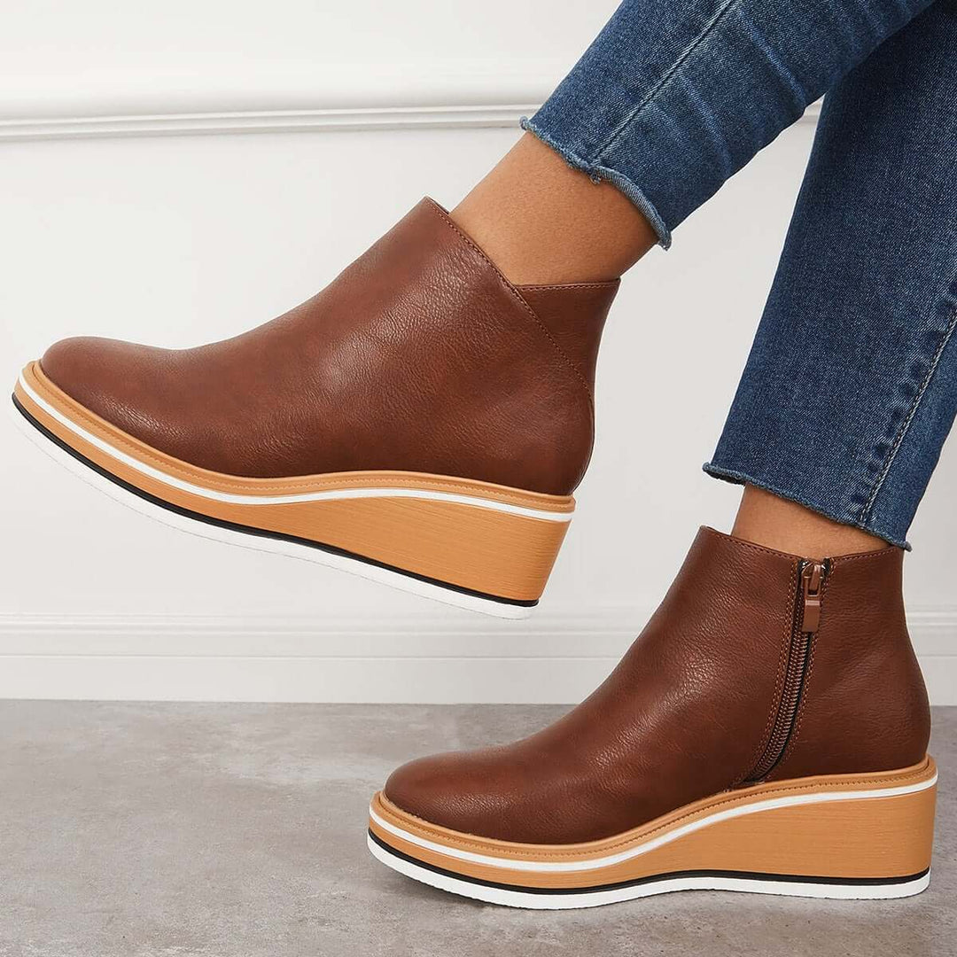 Trendy Damskie Botki z Zippem i Platformą - Alessia