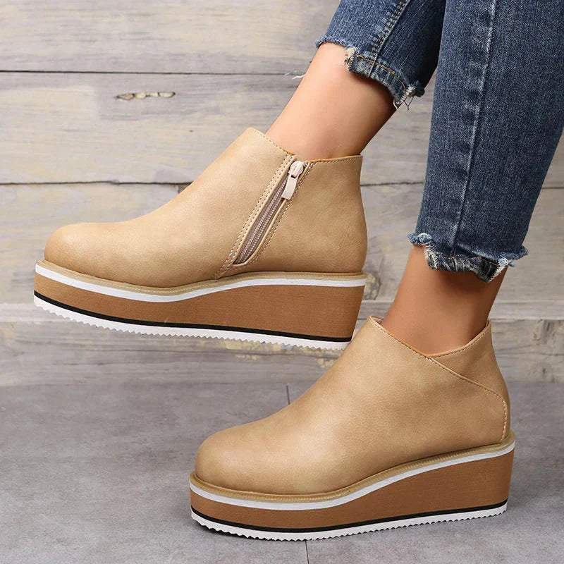 Trendy Damskie Botki z Zippem i Platformą - Alessia