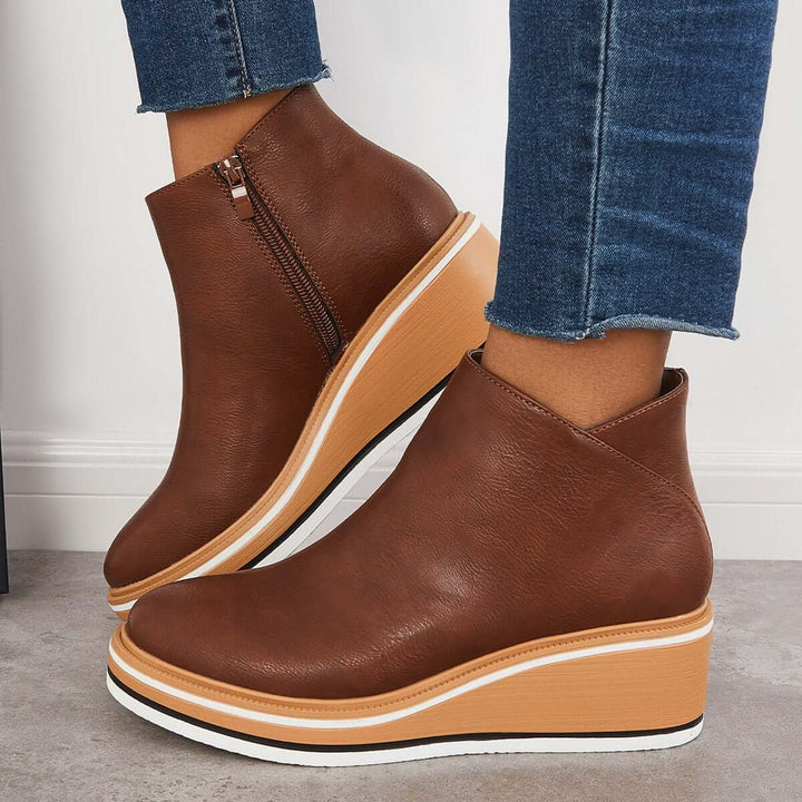 Trendy Damskie Botki z Zippem i Platformą - Alessia