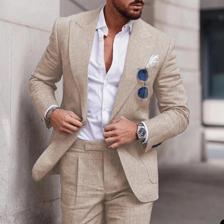 Trendy lniane 2-częściowe garnitur plażowy dla mężczyzn - Caden