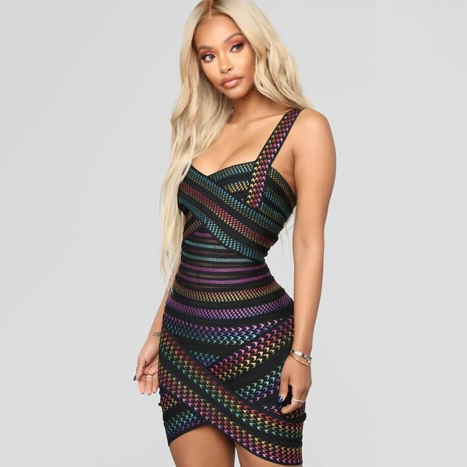 Trendy, paskowane bodycon mini sukienka dla kobiet – Liana