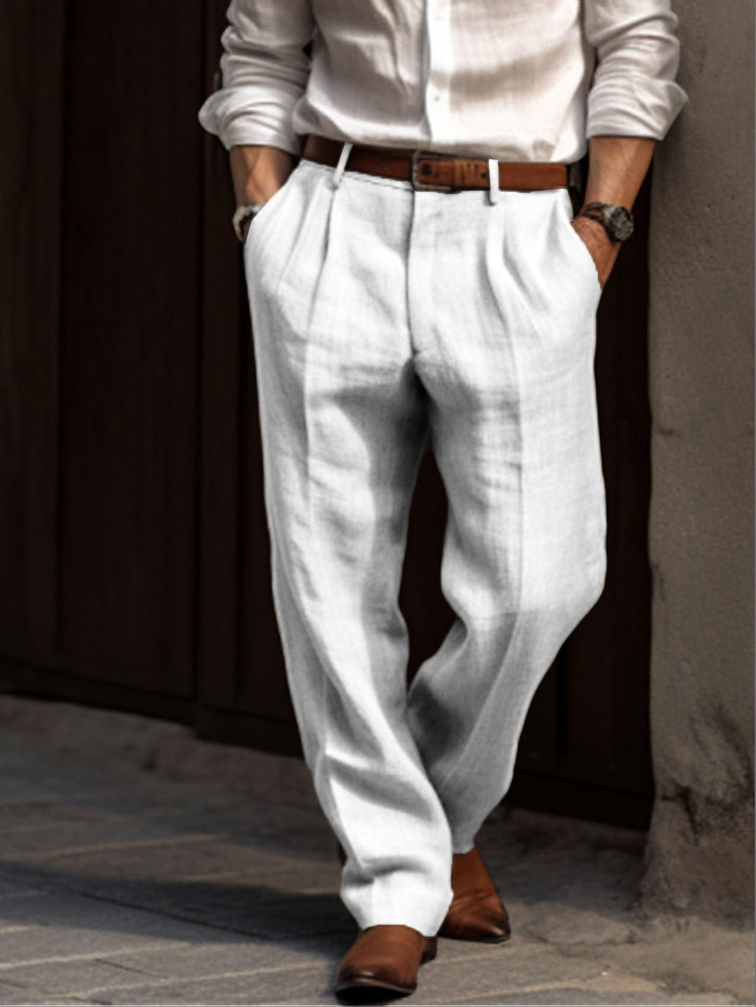 Dionizy | Męskie Spodnie Lniane - Oddychająca Elegancki Casual