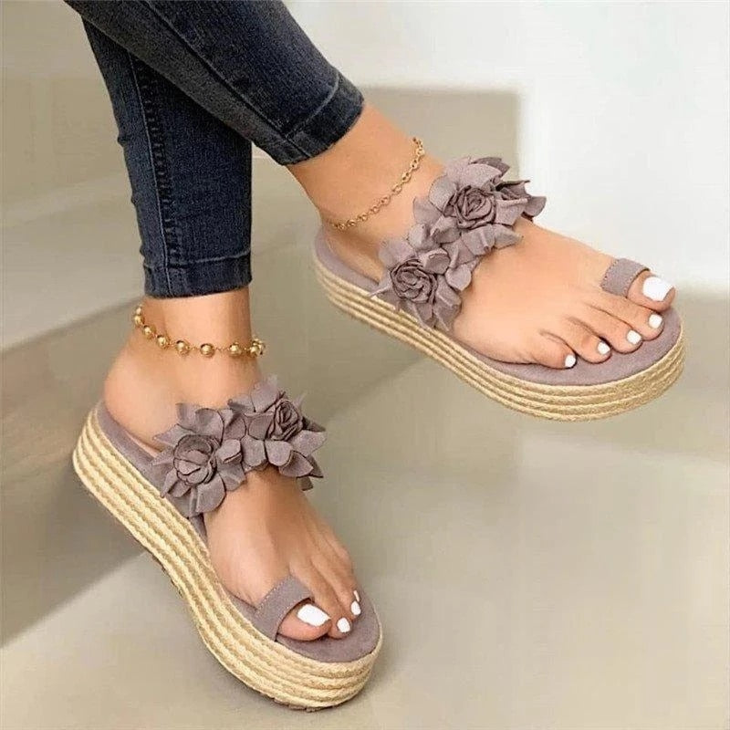 Wygodne damskie ortopedyczne letnie buty z kwiatowym wzorem – Linora