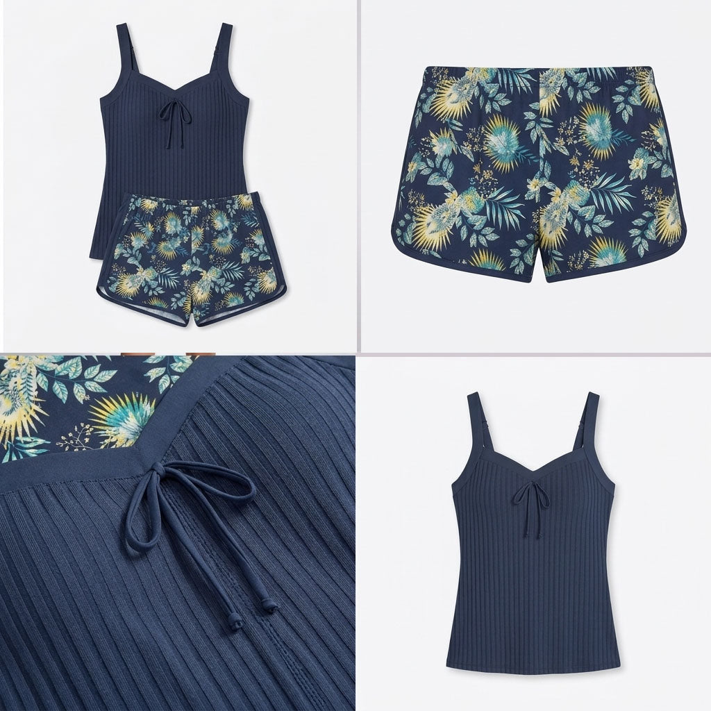 Kaminski | Damski Tankini w Prążki z Szortami Kąpielowymi