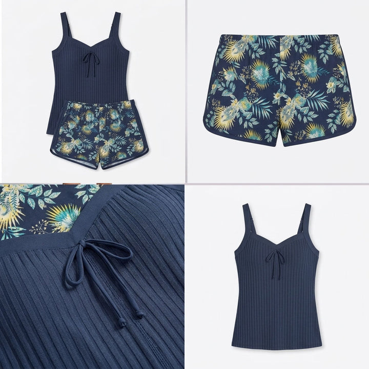 Kaminski | Damski Tankini w Prążki z Szortami Kąpielowymi