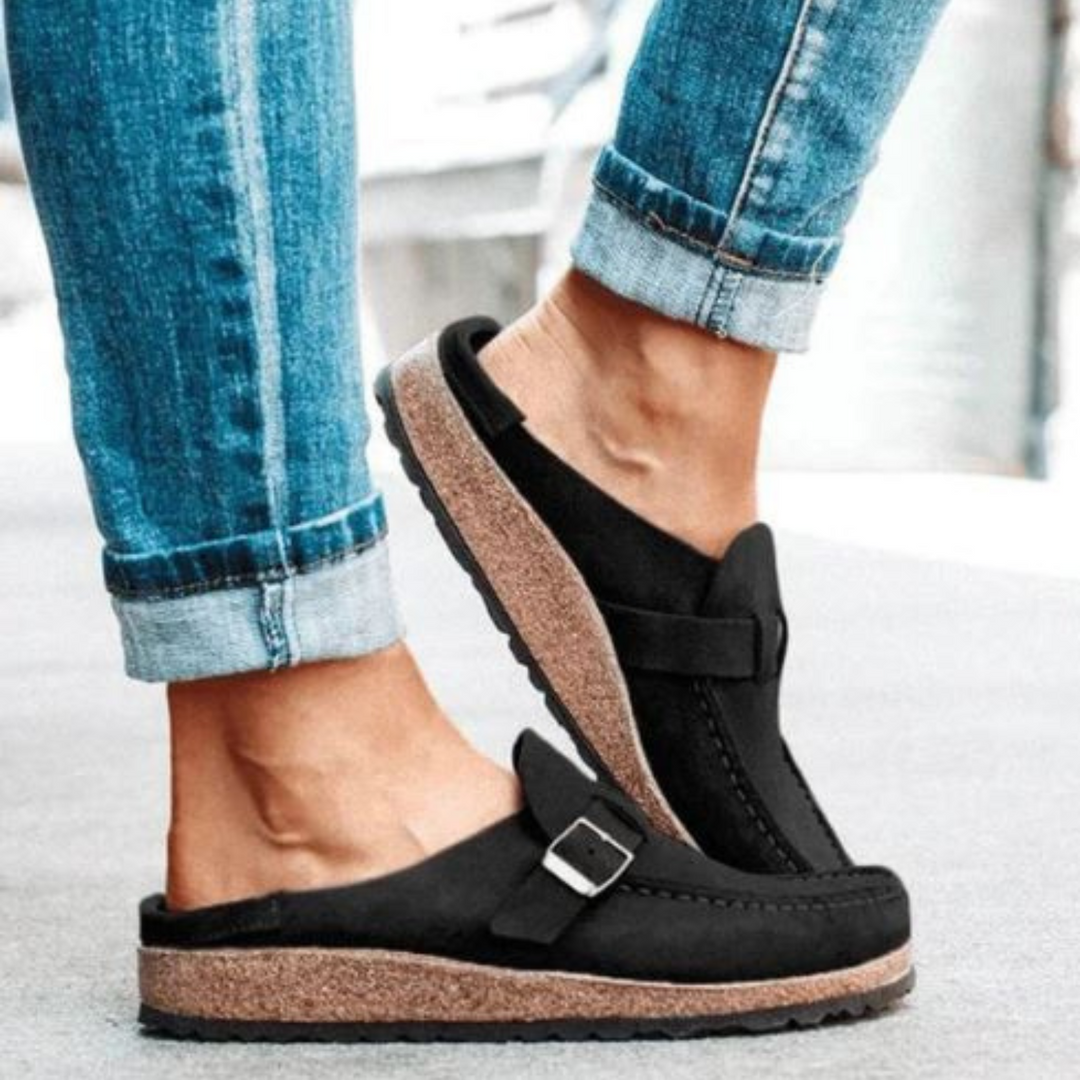 Zrównoważone komfortowe klapki w stylu retro – Noelia
