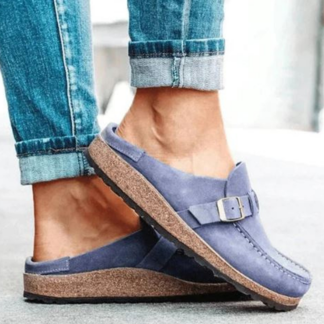 Zrównoważone komfortowe klapki w stylu retro – Noelia